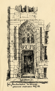 26199 Afbeelding van de ingangspoort van het huis Zoudenbalch aan de Donkerstraat (wijk E nr. 422-422A) te Utrecht.N.B. ...